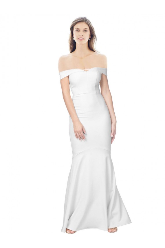 Online Mermaid Off the Shoulder Long Crepe Prom Dress with Low Back UK