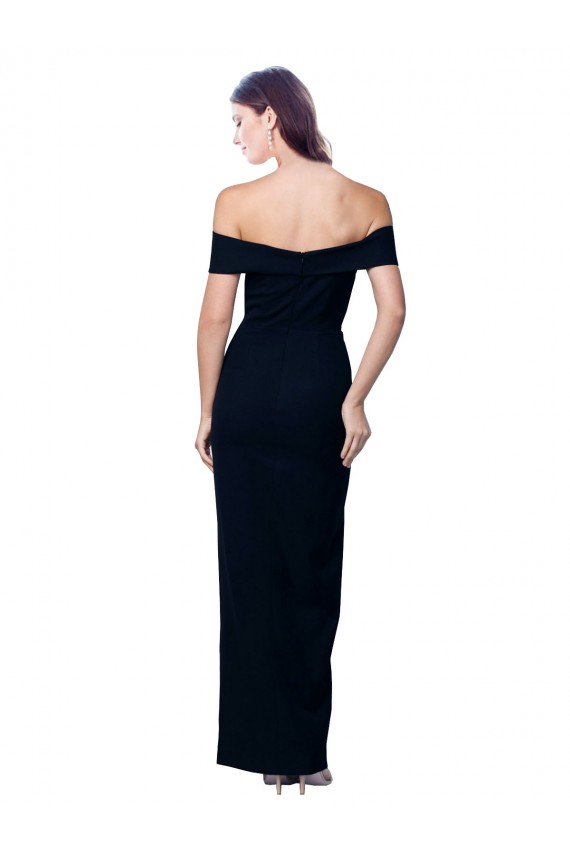 Online Off the Shoulder Long Full Length Crepe Prom Dress with Side Split UK