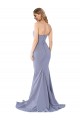 Online Long Strapless Sweetheart Sweep Train Crepe Prom Dress with Low Back UK