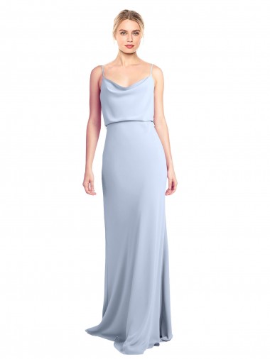 Online Feminine Cowl Neck Slim Floor Length Stretch Crepe Prom Dress UK