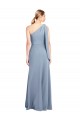 Online Draped Flutter Sleeves One Shoulder Stretch Crepe Prom Dress UK