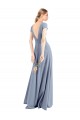 Online Plunging V-Neck Cap Sleeves Stretch Crepe Prom Dress with Front Slit UK