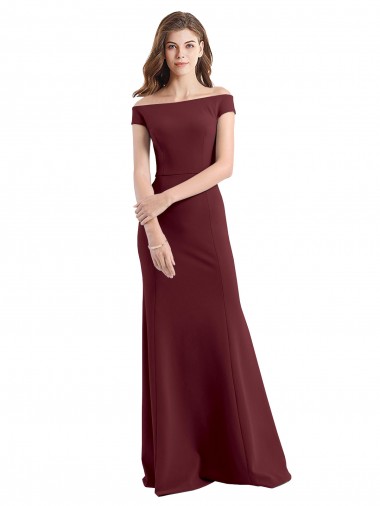 Online Off the Shoulder Fit and Flare Stretch Crepe Prom Dress UK