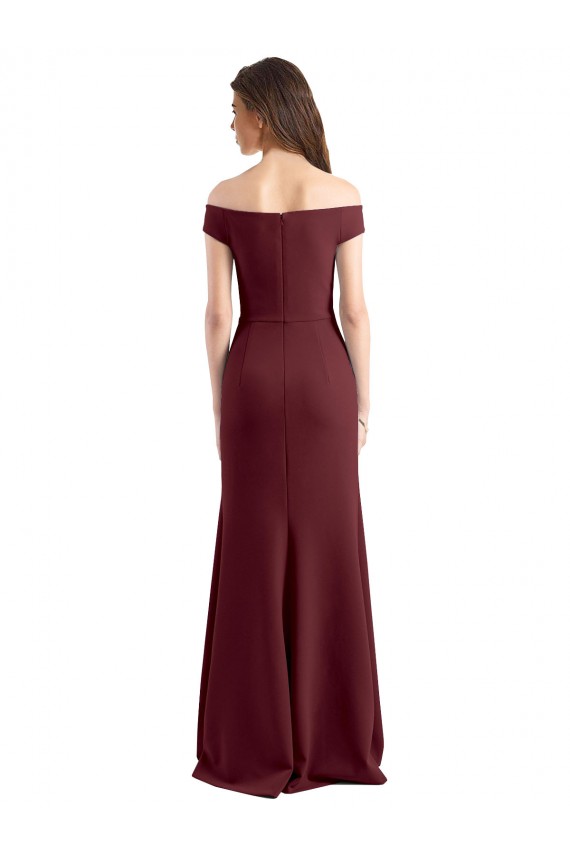Online Off the Shoulder Fit and Flare Stretch Crepe Prom Dress UK