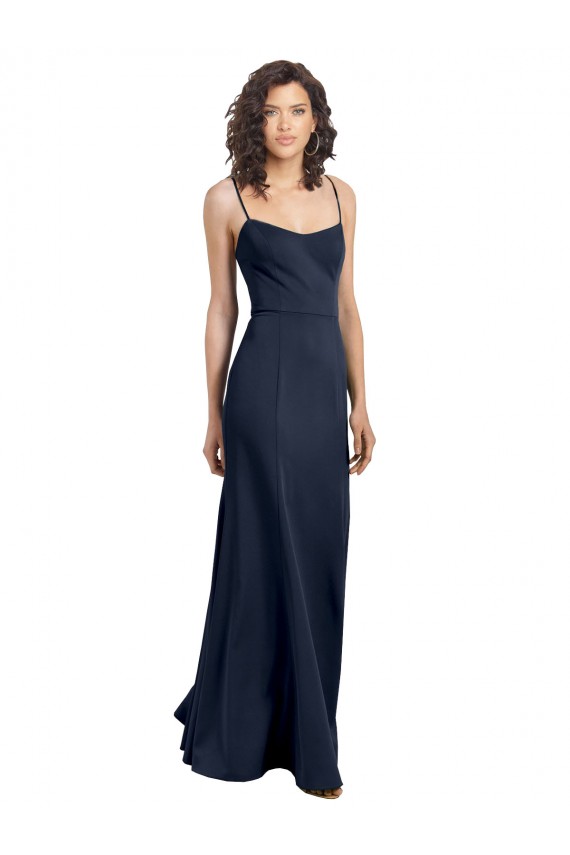 Online Fit and Flare Scoop Neck Long Sleeveless Stretch Crepe Prom Dress UK