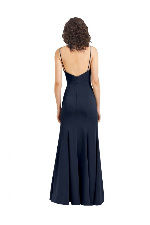 Online Fit and Flare Scoop Neck Long Sleeveless Stretch Crepe Prom Dress UK