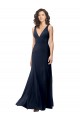 Online Classic V-Neck Long Stretch Crepe Prom Dress with V-Back UK