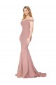 Online Off the Shoulder Sweetheart Long Sweep Train Crepe Prom Dress UK