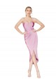 Online High Neck Spaghetti Straps Short Cocktail Crepe Prom Dress UK