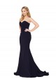 Online Sweetheart High Neck Sweep Train Sleeveless Crepe Prom Dress UK