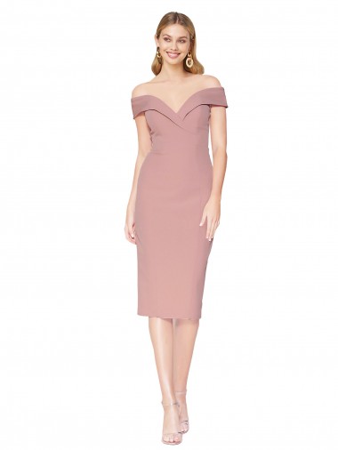 Online Knee Length Off the Shoulder Sweetheart Crepe Cocktail Prom Dress / Homecoming Dress UK