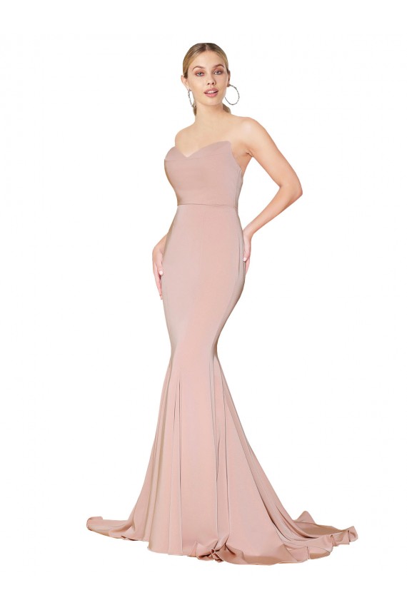 Online Sweep Train Sweetheart Long Mermaid Crepe Prom Dress Low Back UK
