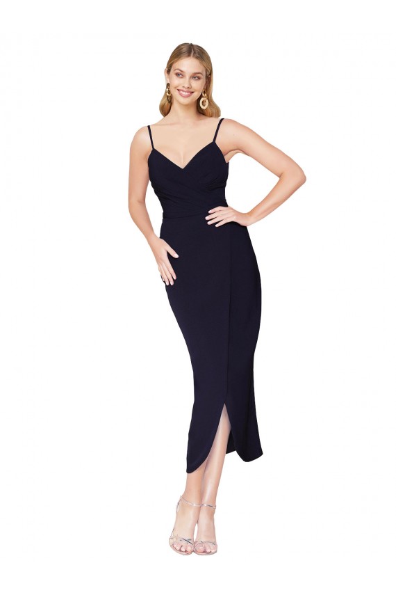 Online High Neck Spaghetti Straps Crepe Short Wrap Cocktail Prom Dress / Homecoming Dress UK