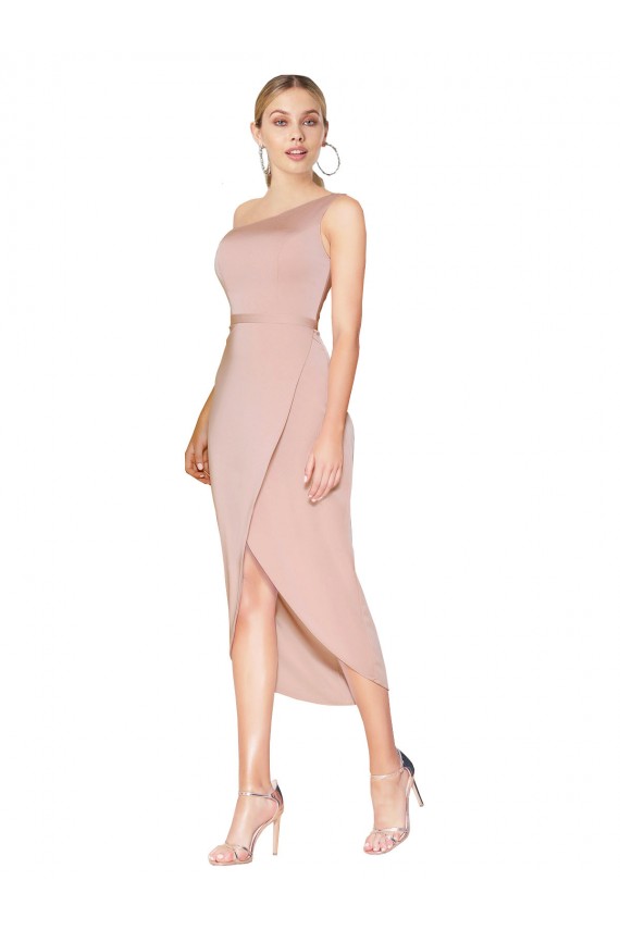 Online Knee Length One Shoulder Crepe Short Wrap Cocktail Prom Dress / Homecoming Dress UK