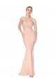 Online Sweetheart Shirred Neck Long Floor Length Crepe Prom Dress UK