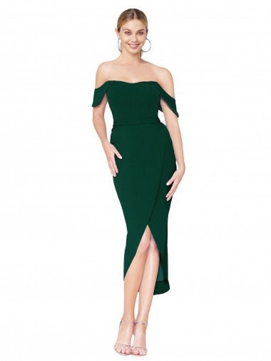 Online Off the Shoulder Short Knee Length Crepe Wrap Cocktail Prom Dress / Homecoming Dress UK