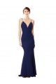 Online Deep V-Neck Spaghetti Straps Mermaid Crepe Prom Dress UK