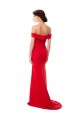 Online Off the Shoulder Chapel Train Crepe Prom Dress with Thigh-High slit UK