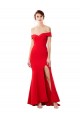 Online Off the Shoulder Sweetheart Maxi Crepe Prom Dress With Thigh Split and Train UK
