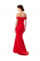 Online Off the Shoulder Sweetheart Maxi Crepe Prom Dress With Thigh Split and Train UK