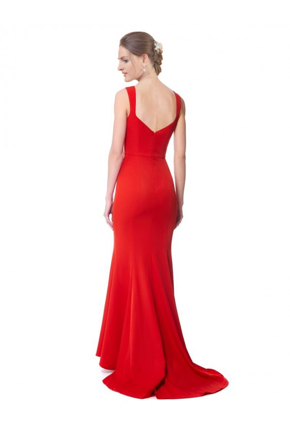 Online Long Chapel Train Fishtail Maxi Crepe Prom Dress with Sweetheart Neckline UK