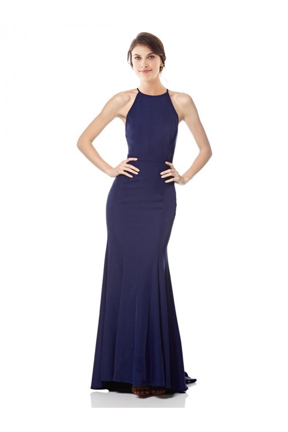 Online High Neck Fishtail Crepe Prom Dress with Open Back Detail UK