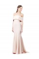 Online Mermaid Bardot Maxi Crepe Bridesmiad Dress with Fishtail Train UK