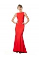 Online High Neck Maxi Crepe Bridesmiad Dress with Exaggerated Back Ruffle UK