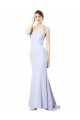Online Sweetheart High Neck Sleeveless Crepe Prom Dress UK
