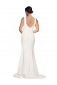 Online Square Neck Long Sheath Sweep Train Crepe Prom Dress  UK