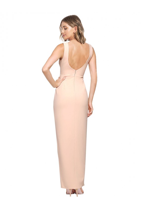 Online Floor Length Square Neck Long Sheath Crepe Prom Dress  UK