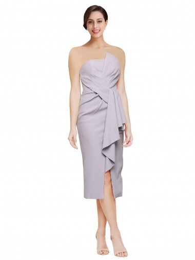 Online Short Strapless Crepe Cocktail Prom Dress / Homecoming Dress with Ruffles UK