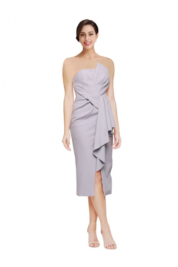 Online Short Strapless Crepe Cocktail Prom Dress / Homecoming Dress with Ruffles UK