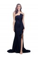 Online Long Strapless Sweep Train Low Back Crepe Prom Dress UK