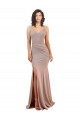 Online Fishtail Shape V-Neck Crepe Prom Dress with Slit UK