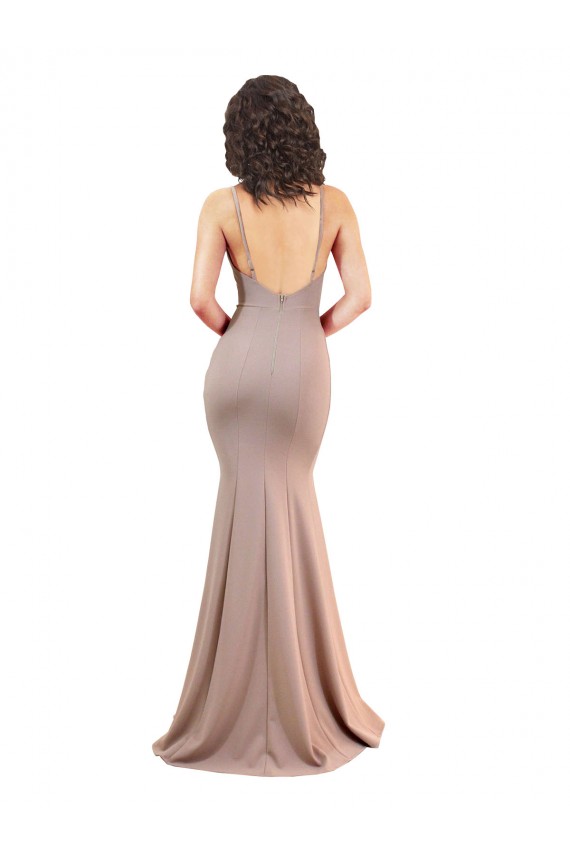 Online Fishtail Shape V-Neck Crepe Prom Dress with Slit UK