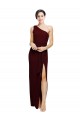 Online One Shoulder Sheath Crepe Prom Dress with High Side Split UK