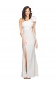 Online One Shoulder Long Full Length Crepe Prom Dress with Ruffles and Side Split UK