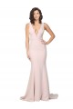 Online Deep Plunging V-Neckline Full Length Crepe Prom Dress with Deep V-Backline UK
