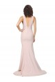 Online Deep Plunging V-Neckline Full Length Crepe Prom Dress with Deep V-Backline UK