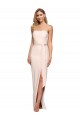 Online Full Length Low Back Strapless Crepe Prom Dress with Thigh High Side Split UK