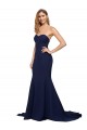 Online Fit and Flare Sweetheart Long Crepe Prom Dress with Sweep Train UK