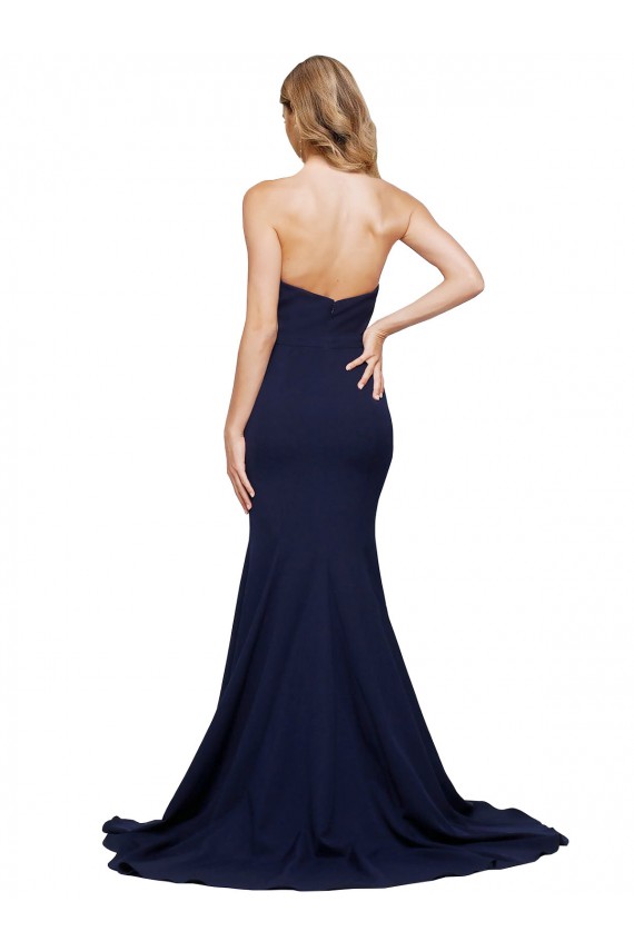 Online Fit and Flare Sweetheart Long Crepe Prom Dress with Sweep Train UK