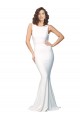 Online High Neck Low V-Back Long Crepe Prom Dress UK
