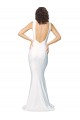 Online High Neck Low V-Back Long Crepe Prom Dress UK