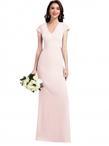 Online Cap Sleeve A-Line Crepe Prom Dress with Pockets UK