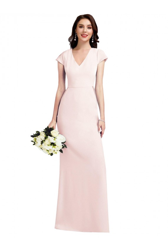 Online Cap Sleeve A-Line Crepe Prom Dress with Pockets UK