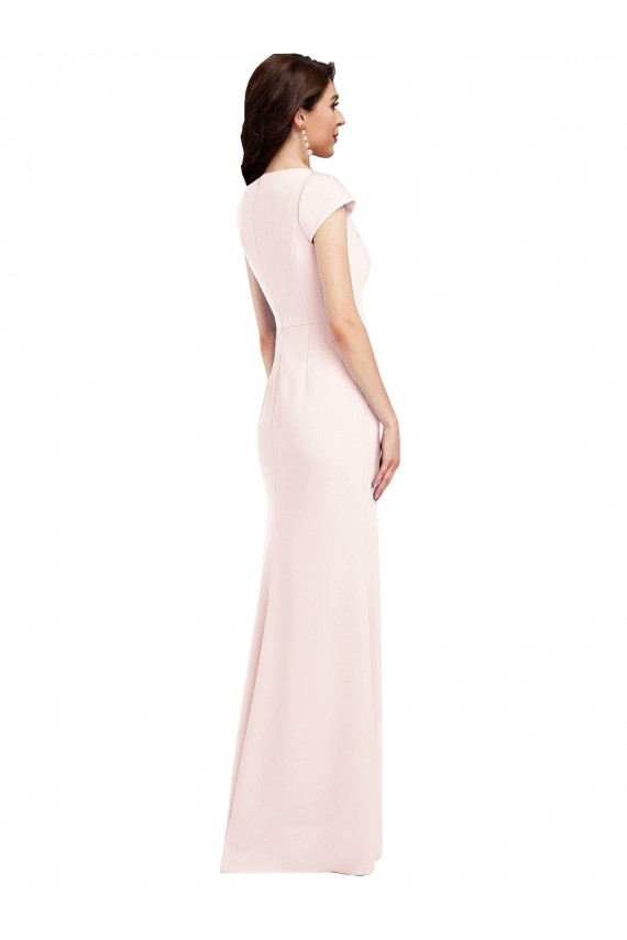 Online Cap Sleeve A-Line Crepe Prom Dress with Pockets UK