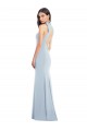 Online Halter Bow Neck Open Back Soft Full Length Trumpet Prom Dress UK