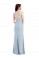 Online Open Back Halter Maxi Crepe Prom Dress with Draped Bow UK